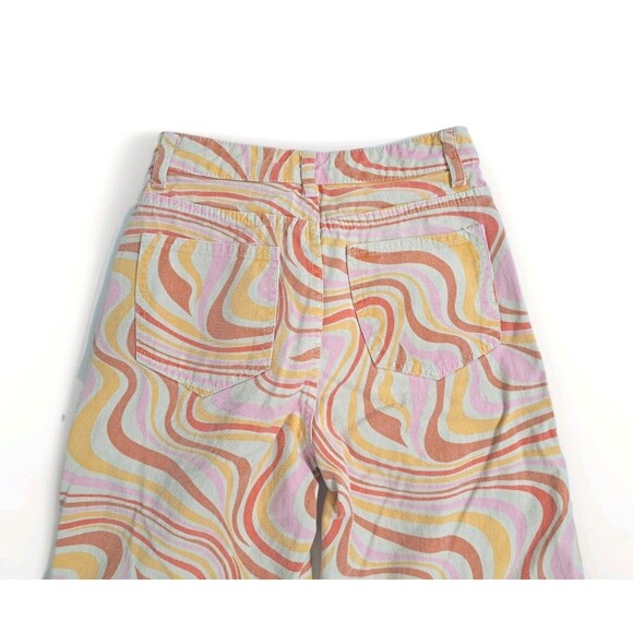 Shein Pants 70s Hippie GROOVY Orange Size XS High Waist Wide Leg Psychedelic - Picture 7 of 12